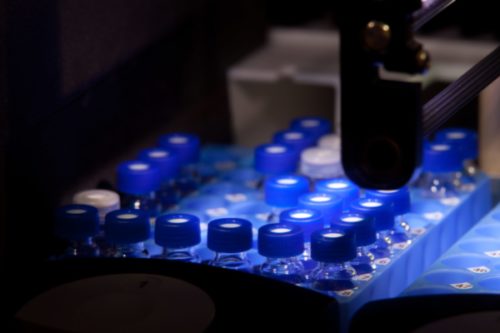 Pharmaceutical bottles in a spectrometer